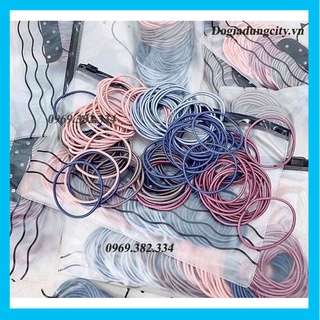 [1k] Combo 5 Dây Buộc Tóc Cao Su Túi Zip 100 Sợi Phong Cách Hàn Quốc Xinh Xắn Cho Nữ