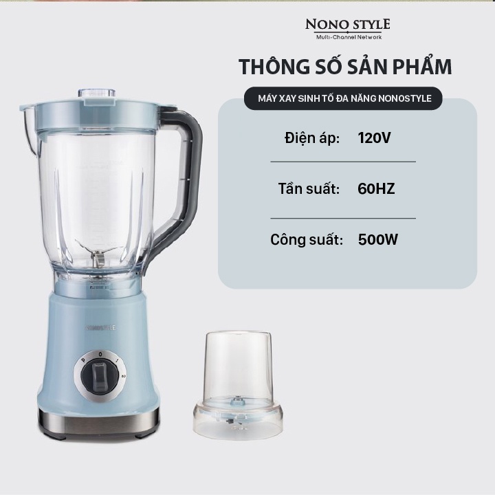 Máy Xay Sinh Tố Đa Năng Nonostyle 1,8 Lít, Bảo Hành 12 Tháng