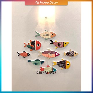 Bộ cá Decor Cao cấp, bộ cá treo tường - 9 em cá dán tường