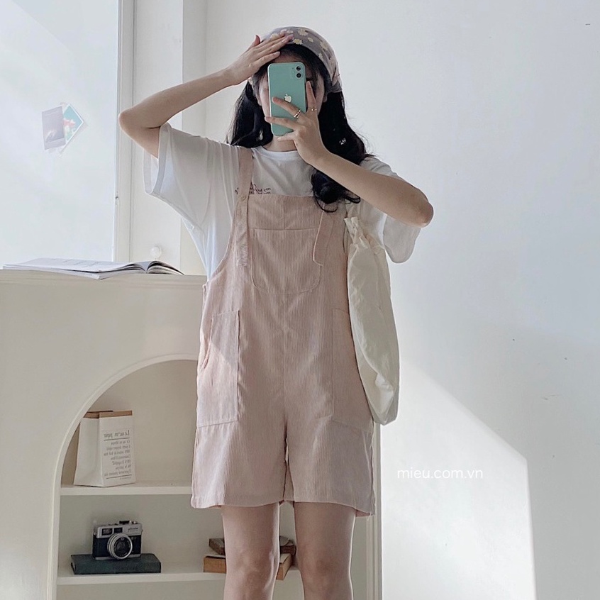 [ Miều ] Quần yếm vải nhung Velvet Short Bib