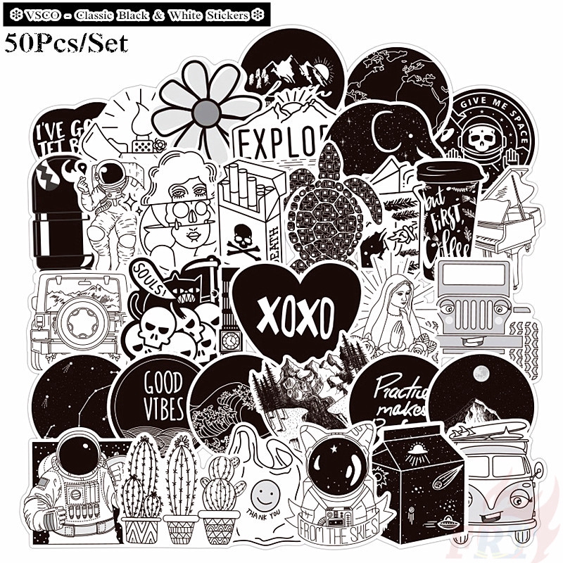 Set 50 Sticker Dán Hình Chữ Vsco