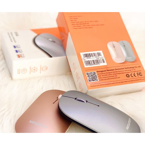 Chuột Bluetooth và Wireless Newmen D566 (Màu Bạc và Hồng) - Hàng Chính Hãng
