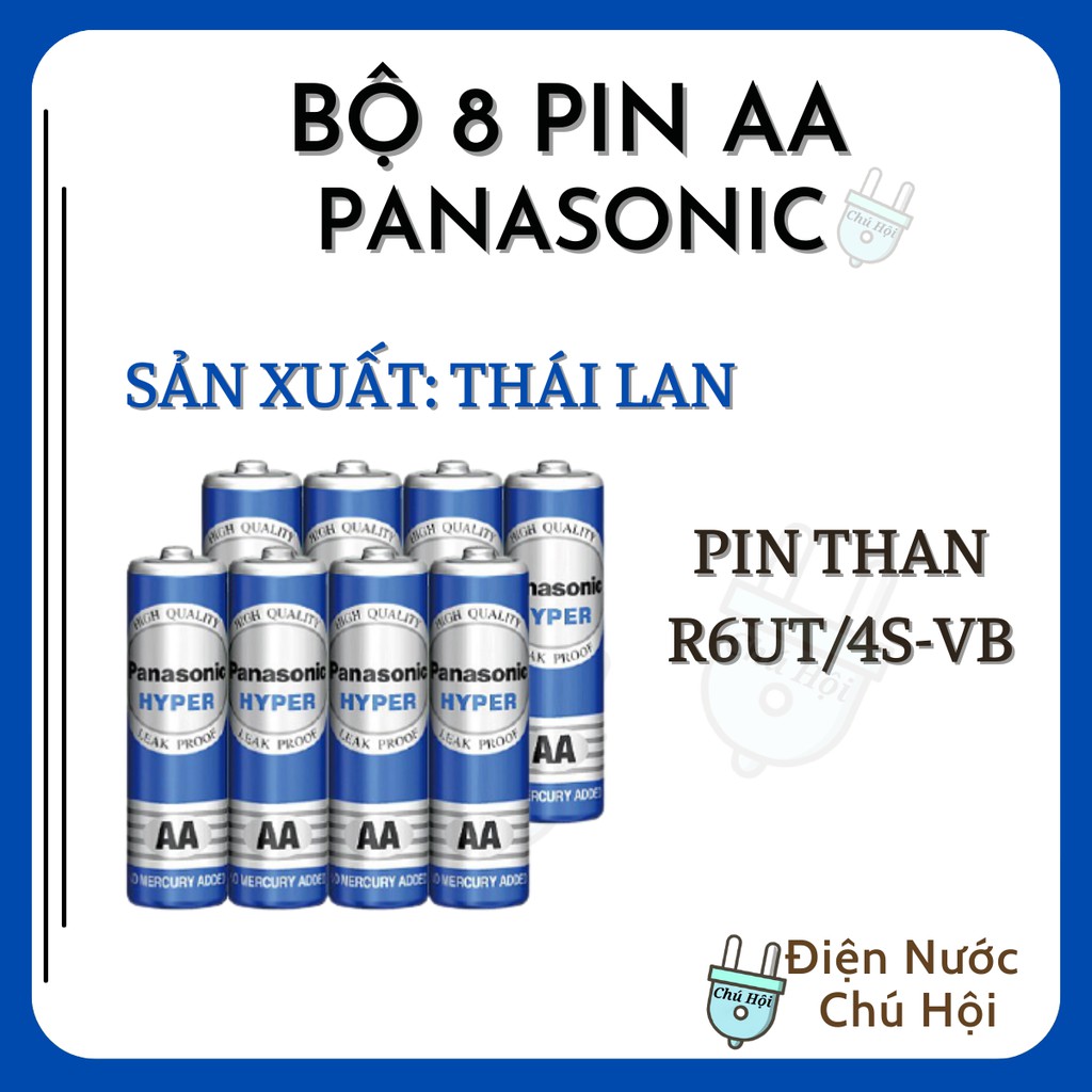Bộ 8 Pin AA Panasonic 1.5V Không Chì Thái Lan   - Hàng Chính Hãng Điện nước chú Hội