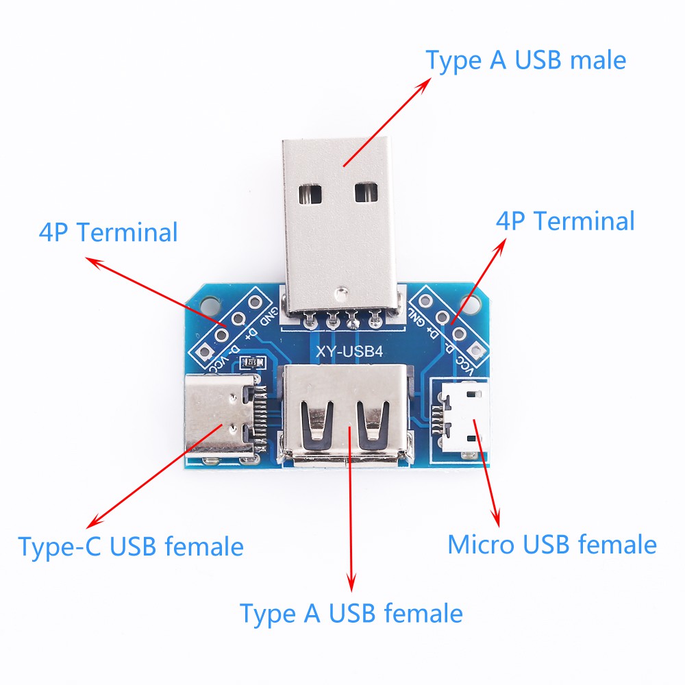 Mạch Chuyển Đổi USB sang USB Cái, Micro USB, Type C 2.54mm