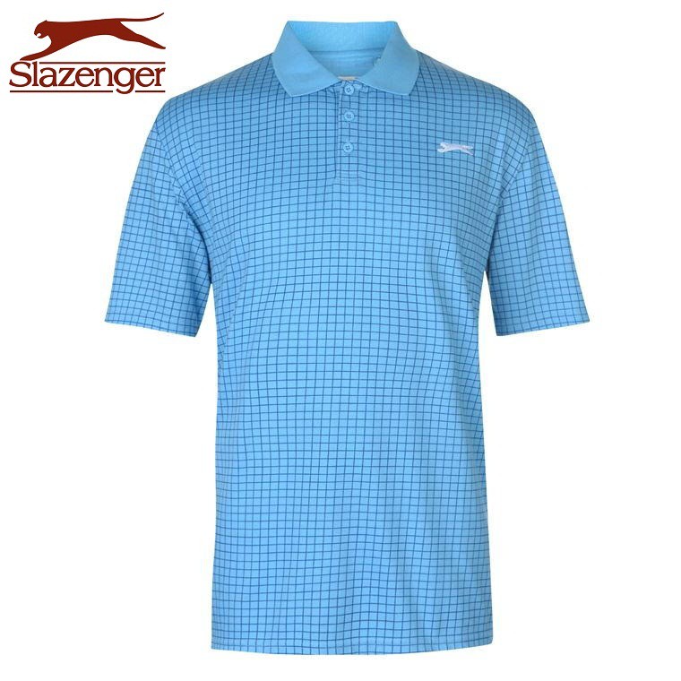 Áo thun nam Slazenger Check Golf Polo (màu Light Aqua) - Hàng size UK