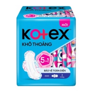 Băng vệ sinh Kotex Khô Thoáng Mặt Lưới Lụa Hóa Maxi dày có cánh gói 8 miếng x 23cm