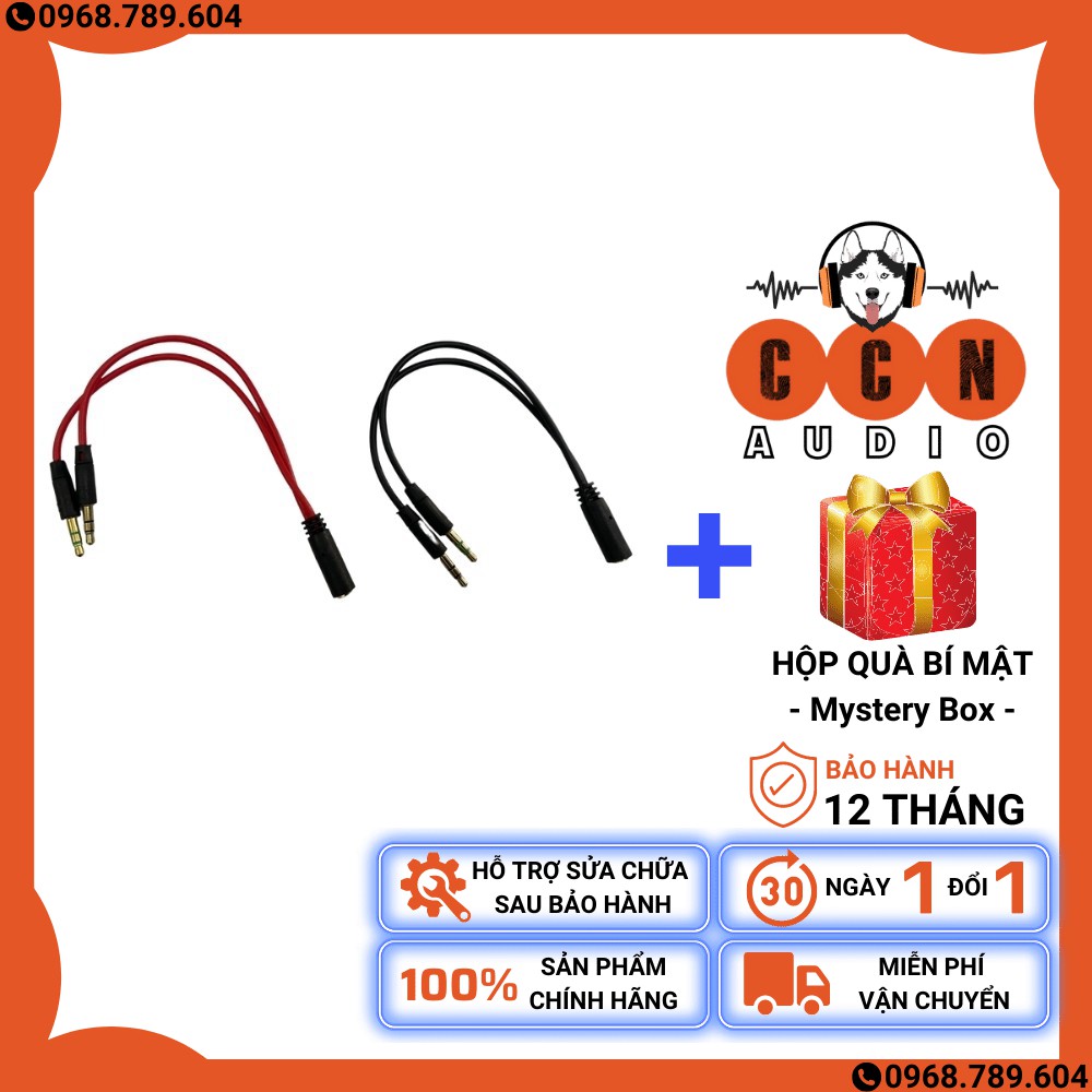 Dây chuyển đổi tai nghe 3.5mm sang 2 cổng Audio và Micro J01 - Mới 100%, Bảo hành 12 tháng