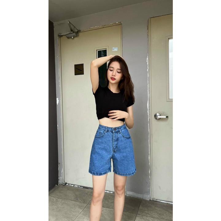 Quần đùi jean basic cực xinhh năng động, dễ phối đồ - Hàng có sẵn - Xưởng may Lộc Vân - V43