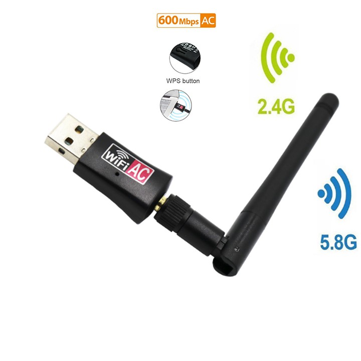 Bộ Ăng ten USB thu phát sóng Wifi băng tần kép RTL8812CU 5Ghz 3.0 600Mbps cho laptop PC youngcityshop 30.000