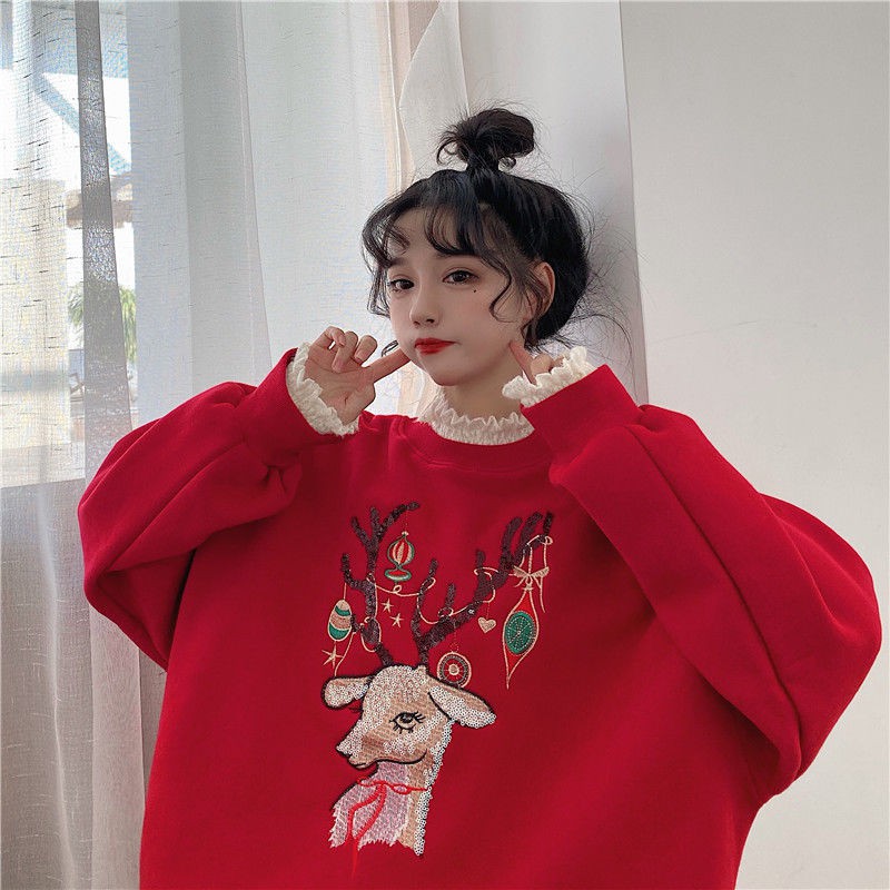 [Order Tmall] #O1 Áo nỉ Hoodie đỏ tuần lộc đi chơi NOEL siêu đẹp