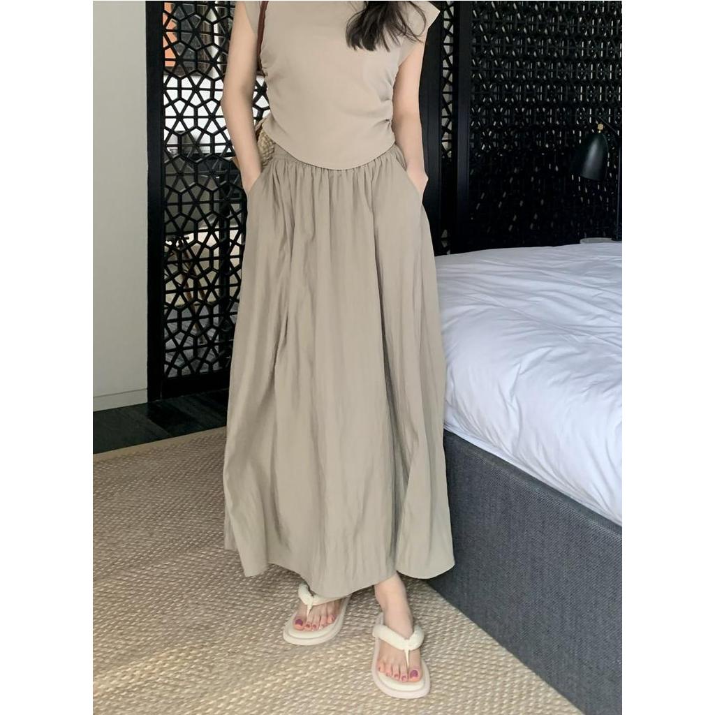 Chân Váy Chữ A Xếp Ly Lưng Cao Co Giãn Phong Cách Mới 64270