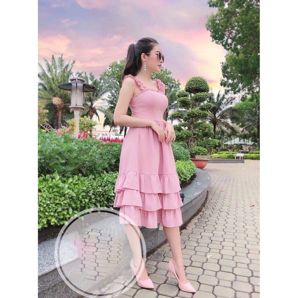 ĐẦM NỮ 2 DÂY XẾP LY 3 TẦNG NỮ TÍNH THỜI TRANG NỮ ARAVA BT65 | BigBuy360 - bigbuy360.vn