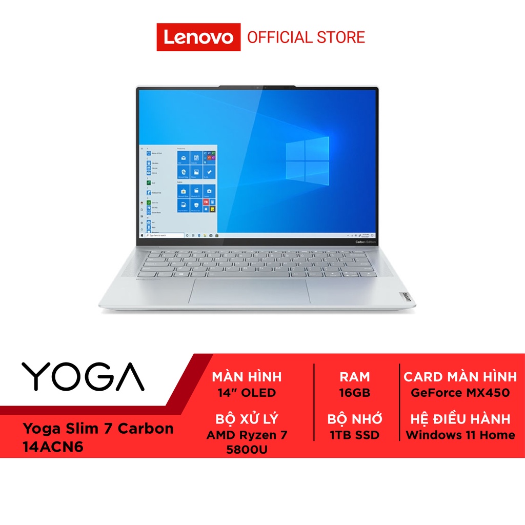 Laptop Lenovo Yoga Slim 7 Carbon 14ACN6 82L0005BVN Ryzen 7-5800U | 16GB | 1TB SSD | MX450