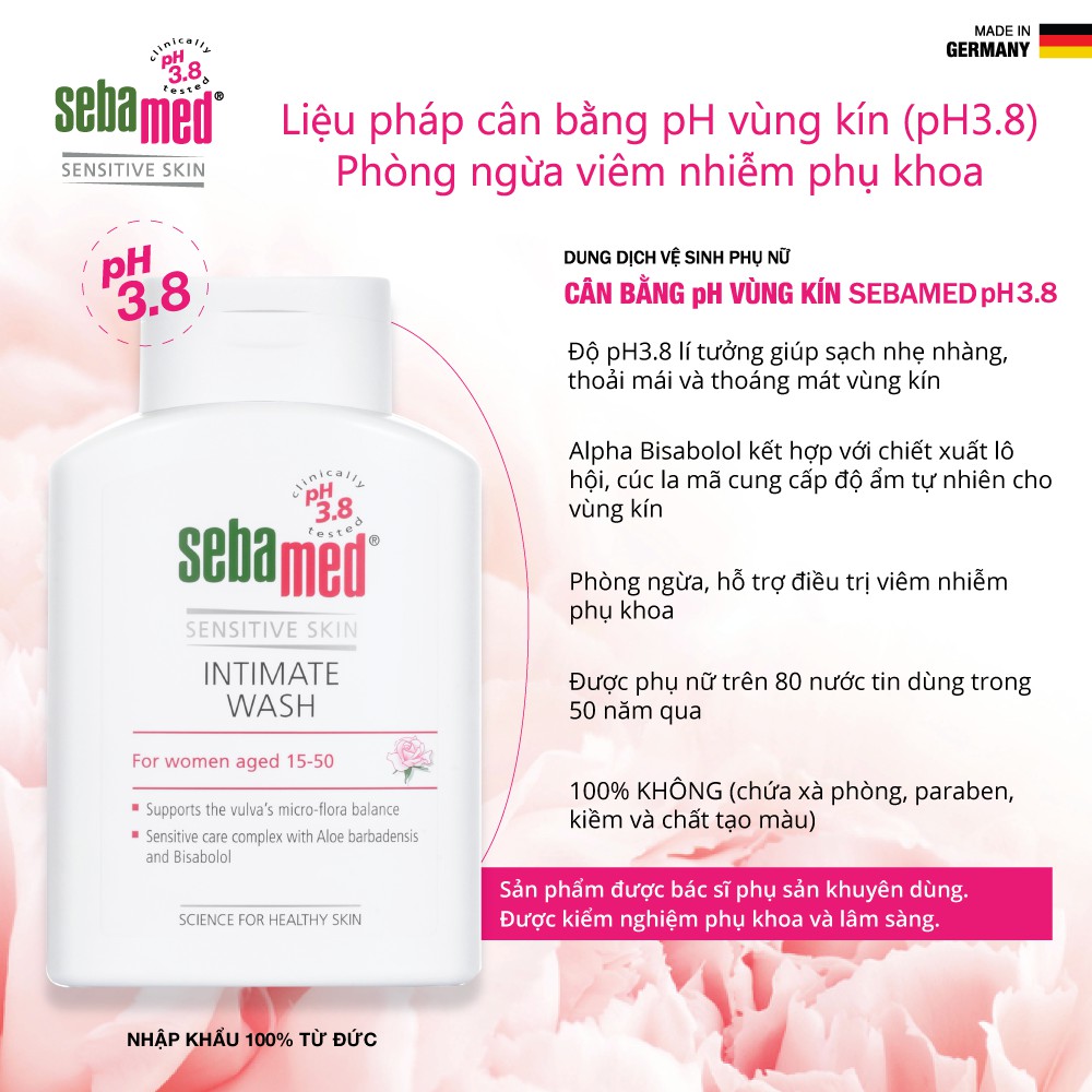 Dung dịch vệ sinh phụ nữ Sebamed Feminine Intimate Wash pH3.8 50ml