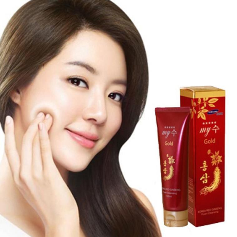 Sữa rửa mặt sâm đỏ My Gold 130ml cho da dầu mụn nhạy cảm hỗn hợp khô tạo bọt thải độc trà xanh rau củ Queen Beauty