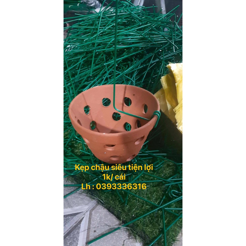 Que Kẹp Chậu Giữ Lan - Nẹp Chậu - Ghim Chậu Loại Chưa Uốn Độ Dài 28 - 30Cm (Bọc Nhựa Xanh Nõn Chuố)