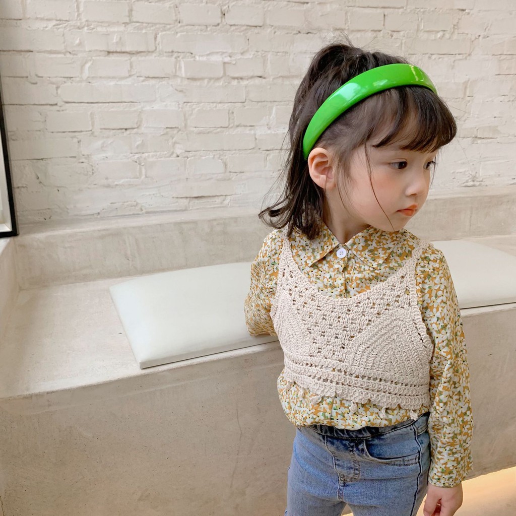 [A006] Áo sơmi hoa nhí phối len sz 80-130