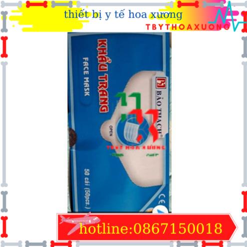 [Hàng Chính Hãng] KhẩuTtrang Y Tế 4 Lớp Bảo Thạch Kháng Khuẩn Màu Xanh Hộp 50 Cái