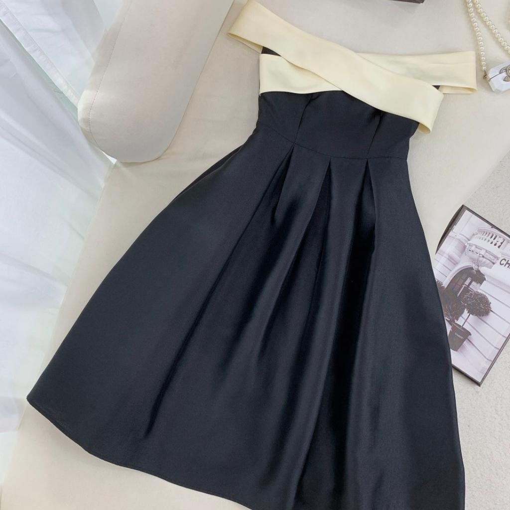 Váy nữ dự tiệc thiết kế trễ vai sang trọng Đầm dáng suông thanh lịch HN Clothing V80