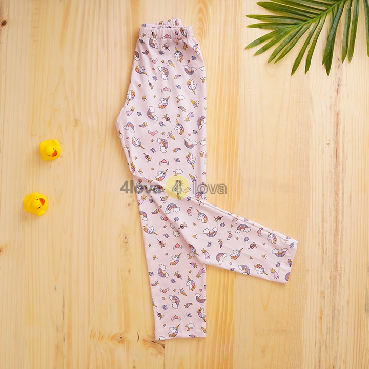 Quần legging thun bé gái 4LOVA dáng ôm co giãn 4 chiều họa tiết đáng yêu từ 8-30kg