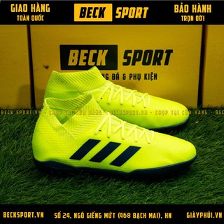 Giày Bóng Đá TQ Nemeziz 18.3 Nõn Chuối Vạch Xanh Than Cổ Chéo TF