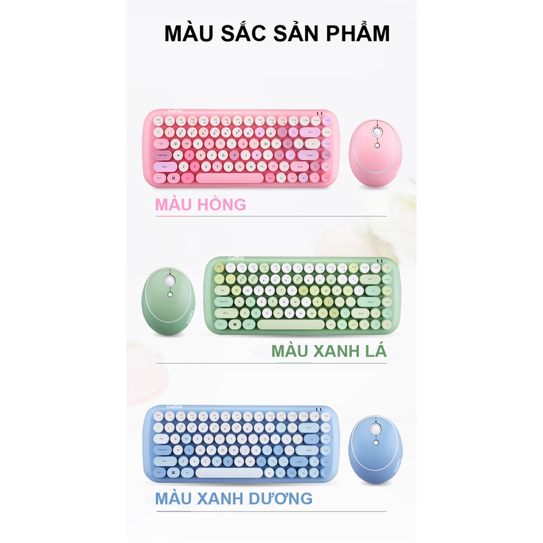 Combo phím chuột không dây MOFII CANDY mini 84 phím thiết kế nút tròn nhỏ gọn tiện lợi kết nối bằng chip USB 2.4GHz - NK