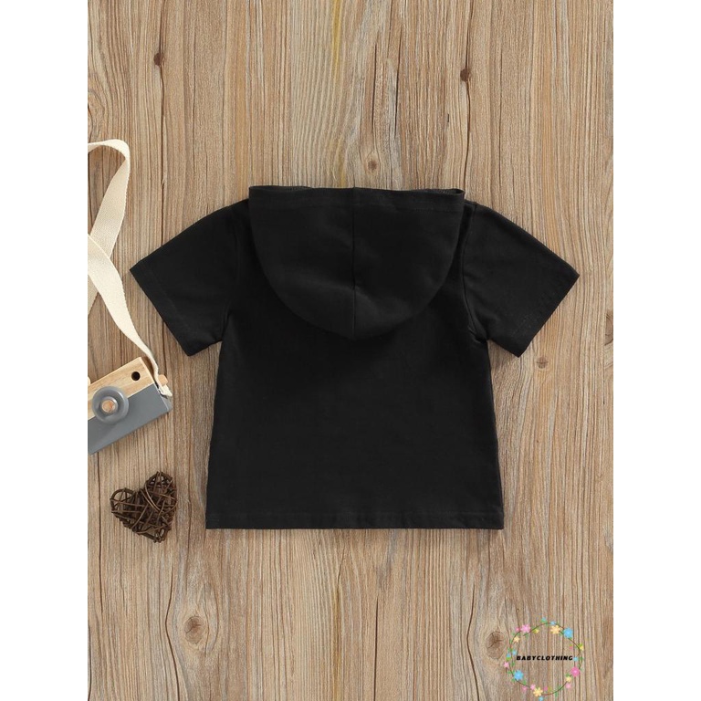 Áo Hoodie Tay Ngắn In Chữ Thời Trang Cho Bé Trai