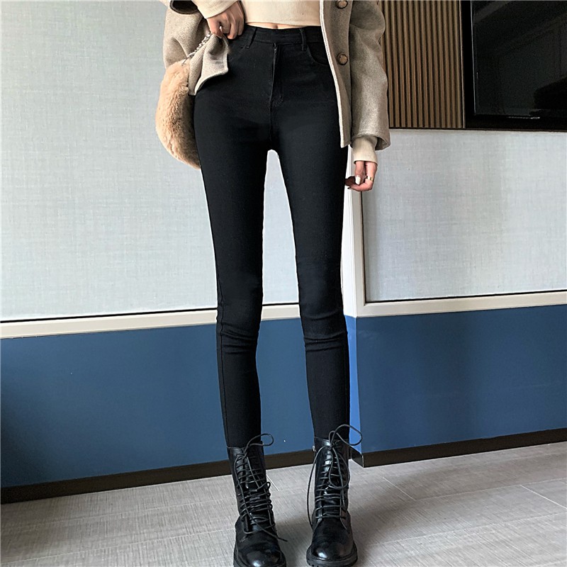 LEEVA - Quần legging jeans dáng skinny lưng cao co giãn Q033