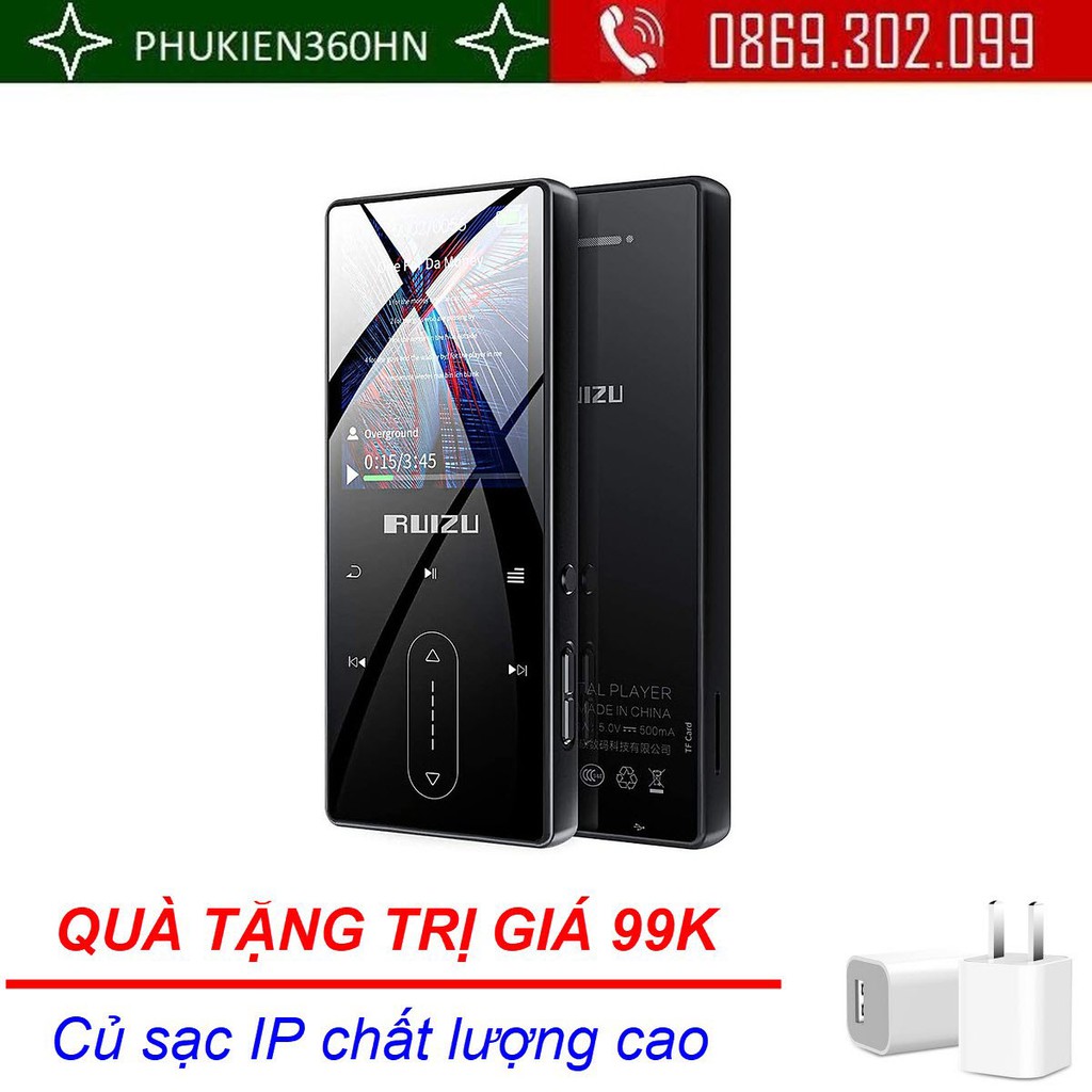 (QUÀ TẶNG 99K) Máy Nghe Nhạc MP3 Lossless Bluetooth 4.1 Ruizu D22 Bộ Nhớ Trong 8GB (Có Loa Ngoài) - Hàng Chính Hãng