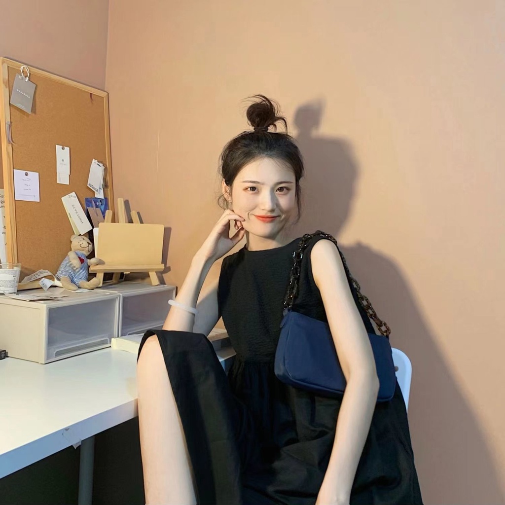 Đầm không tay Màu Đen Phong Cách Hepburn Đơn Giản Thời Trang 2022