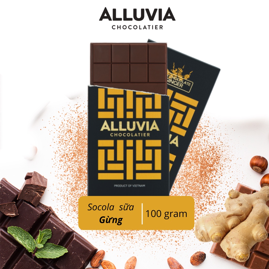 Socola nguyên chất sữa nhân Gừng ấm nồng ngọt ngào Alluvia Chocolate Milk chocolate with Ginger