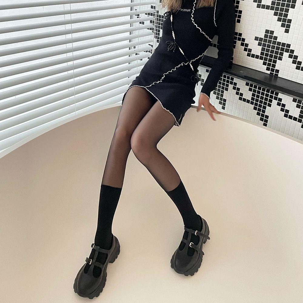 QQMALL Quần Tất Thoáng Khí Màu Sắc Đơn Giản Cho Nữ