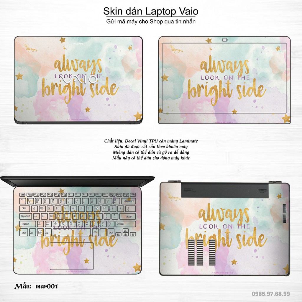 Skin dán Laptop Sony Vaio in hình vân Marble (inbox mã máy cho Shop)