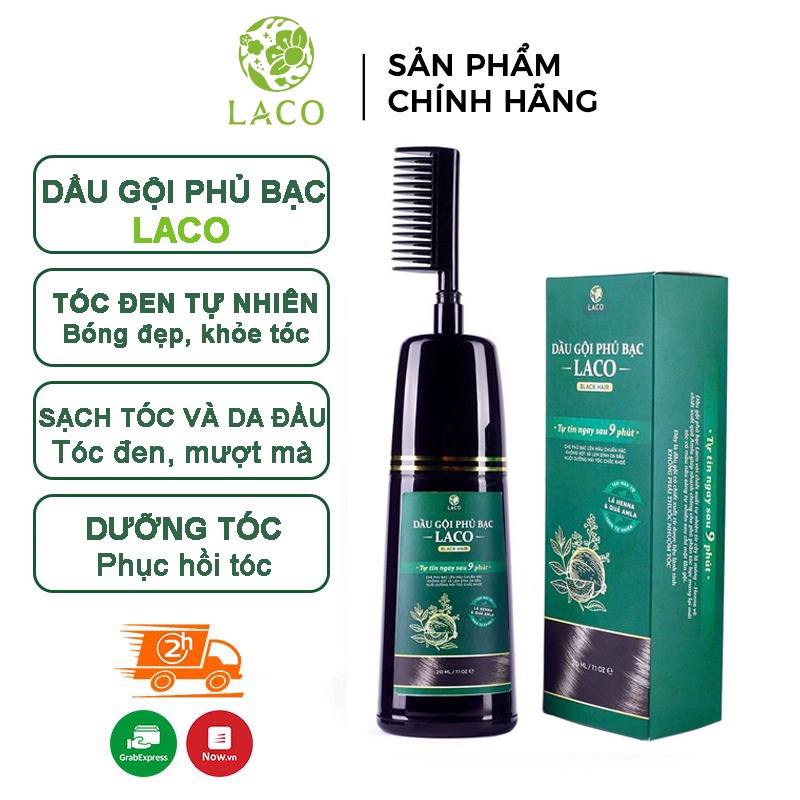 Dầu Gội Phủ Bạc Laco Black Hair 200ml giúp tóc đen tự tin sau 9 phút