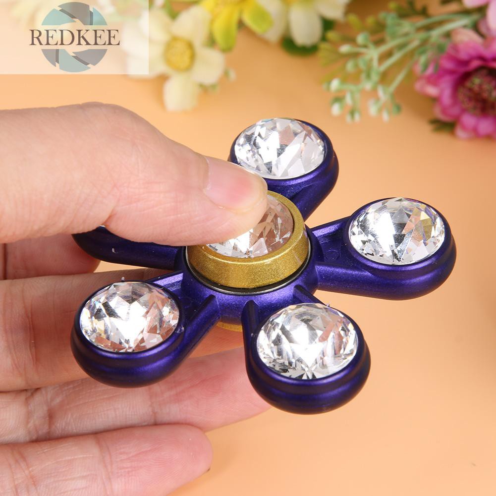 Redkee 3D Crystal Fidget Zinc Alloy Toy Ball EDC Hand Spinner Anti Stress Reliever