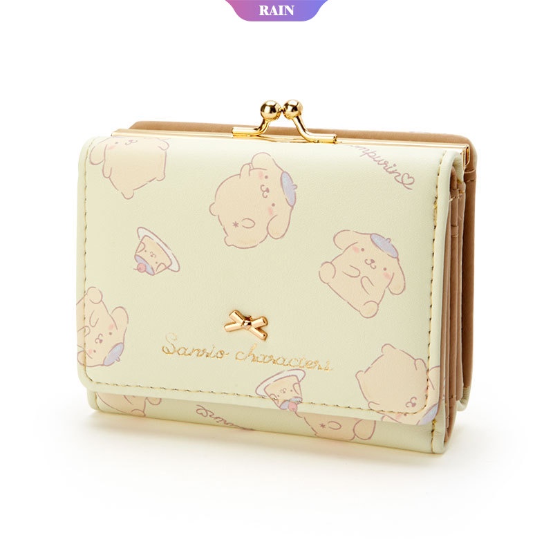 SANRIO Ví Ngắn Đựng Tiền Xu Bằng Da PU Họa Tiết Hoạt Hình My Melody Kuromi Series Hello Kitty Có Khóa Kéo Cho Nữ