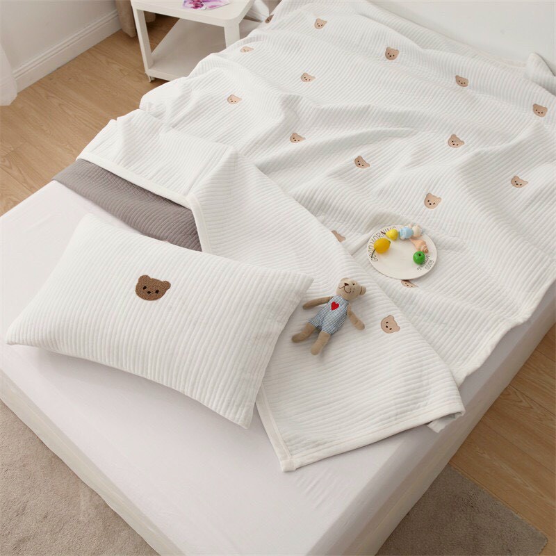 Bộ 3 món chăn vỏ gối Gấu Teddy cao cấp, Chất liệu tuyết sữa mịn nỳ phù hợp 4 mùa sẵn hàng SHOP VŨ THỊ THƠM