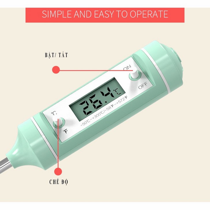 Nhiệt Kế đa năng hỗ trợ test nhiệt độ nước pha sữa, nước tắm, cháo, thức phẩm cho bé chỉ từ 1-2s