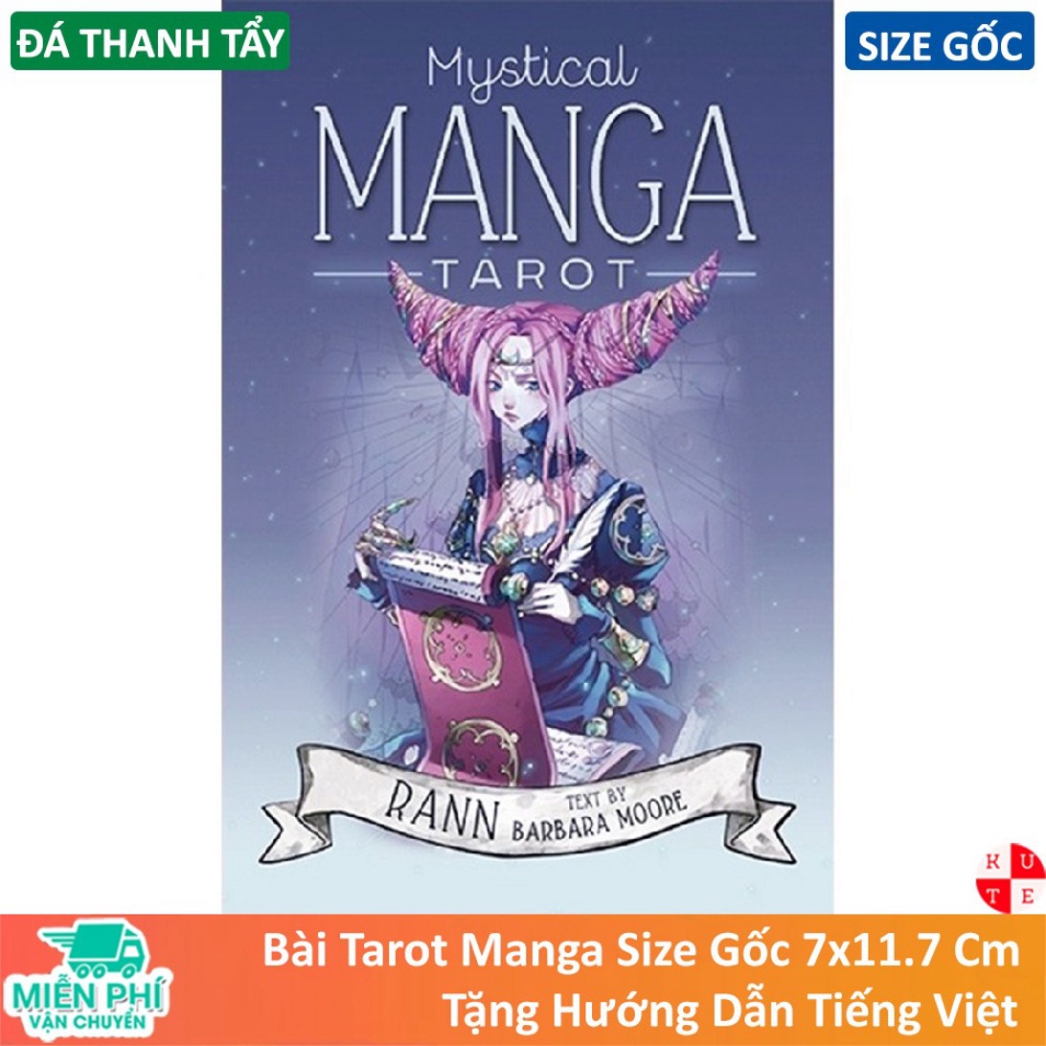 [Size Gốc] Bài Tarot Mystical Manga 78 Lá 7x11.7 Cm Giấy Cán Bóng Dày Dăn Tặng Đá Thanh Tẩy Và Hướng Dẫn Tiếng Việt