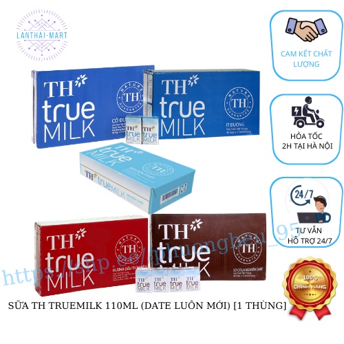 SỮA TH TRUEMILK 110ML (DATE LUÔN MỚI) [1 THÙNG 48 HỘP] KHÔNG ĐƯỜNG-CÓ ĐƯỜNG-ÍT ĐƯỜNG- DÂU-SOCOLA