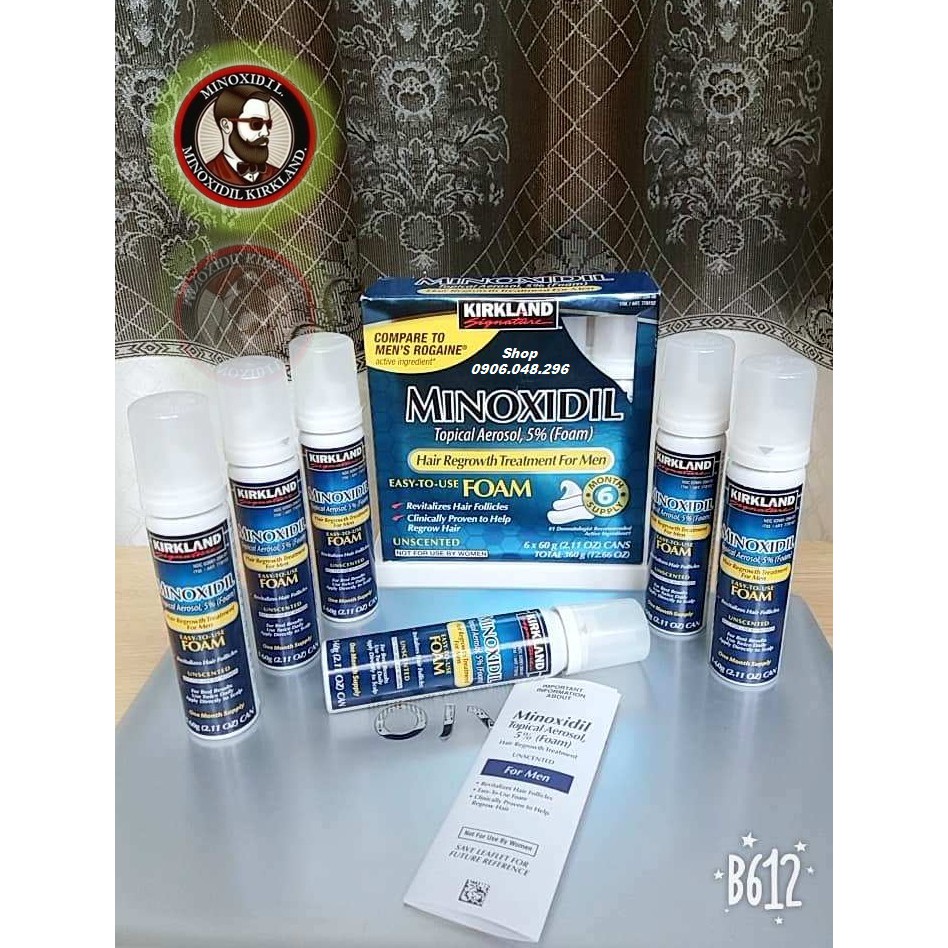 [ Date  : Tốt nhất ] Dạng Bọt  (Foam) thoa ngoài  Minoxidil Kirkland USA mọc Tóc , mọc Râu , BILL CHÍNH HÃNG COSTCO Mỹ .