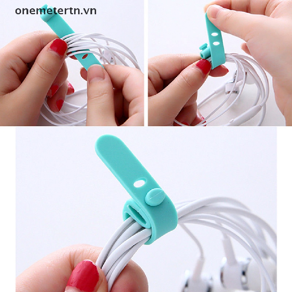 onemetertn  Silicone Data Cable Organizer Headphone Cord Finishing Buckle Wrap Tie Strap  VN