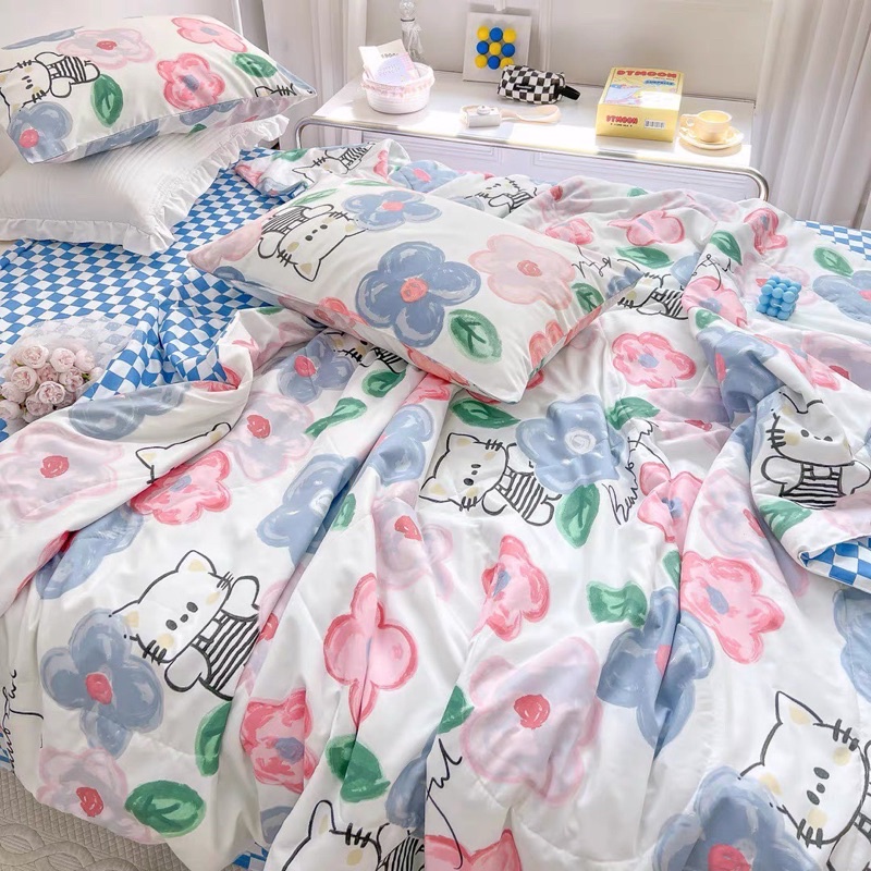 Bộ chăn trần ga gối coton poly nhập khẩu SHOP vũ thị thơm