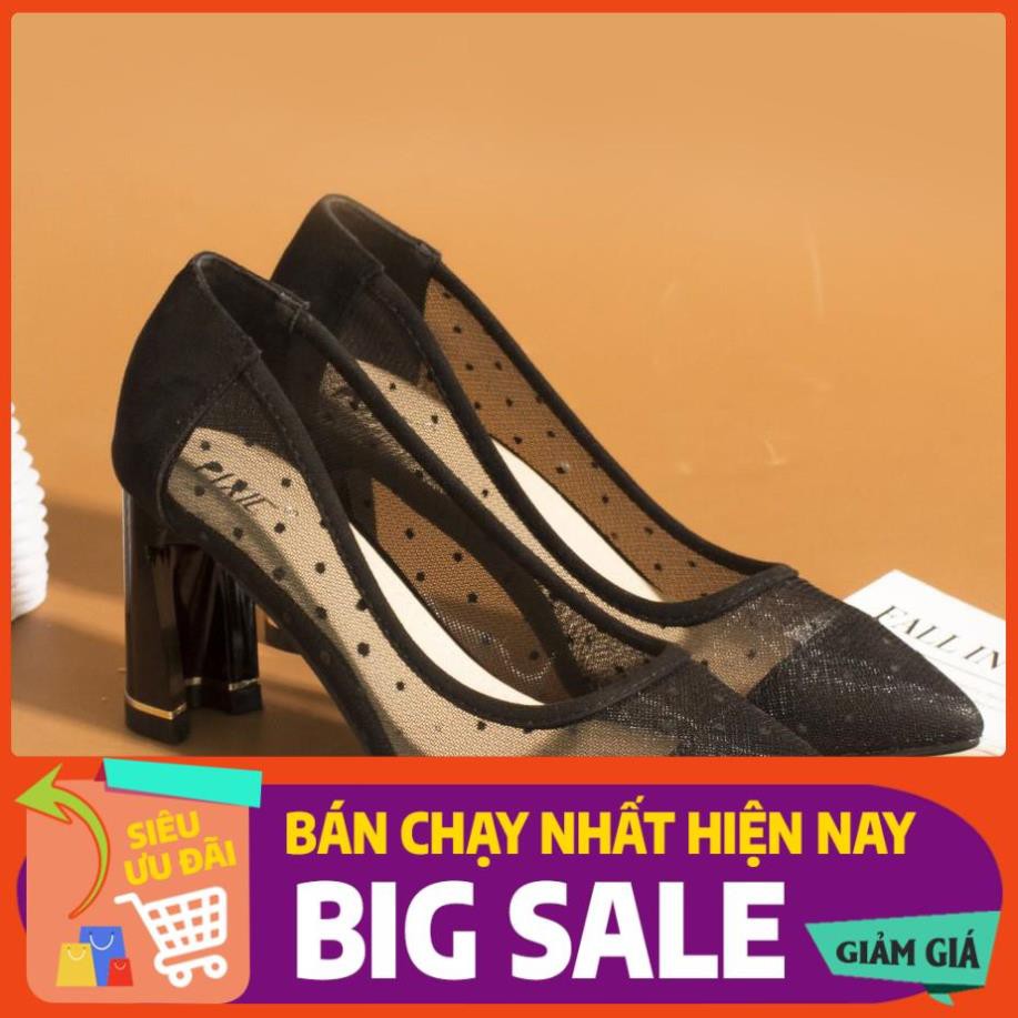 HOT Giày Cao Gót 7cm Đế Vuông Lưới Chấm Bi Pixie P264 . . ĐẸP ' #
