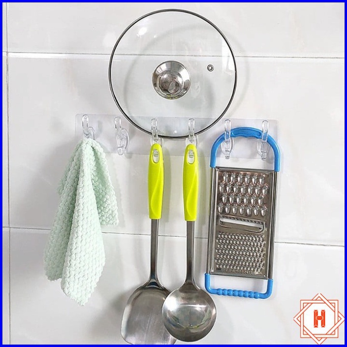 Thanh Treo Đồ Dán Tường 6 Móc Liền Mạch Trong Suốt Siêu Chắc Chắn