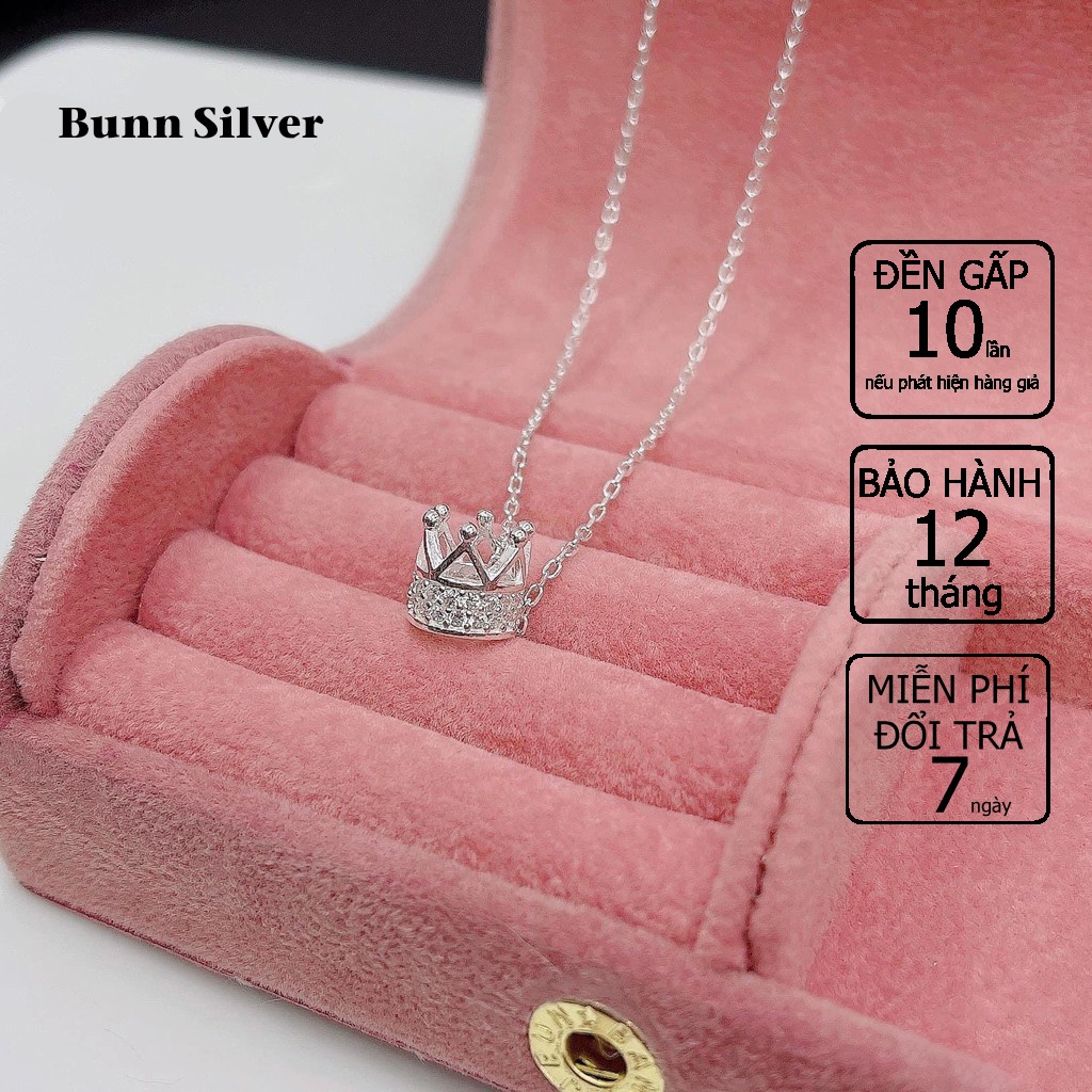 Dây chuyền bạc mặt vương miện, vòng cổ nữ Bunn silver, trang sức bạc sáng cực đẹp, đơn giản, thanh lịch