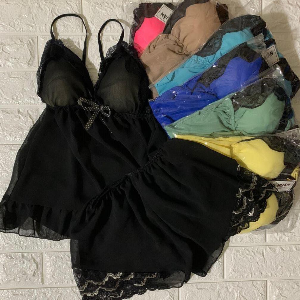 Đồ ngủ sexy nữ ⭐️ FREE SHIP ⭐️ Đồ ngủ voan hai dây, mịn màn, quyến rủ.