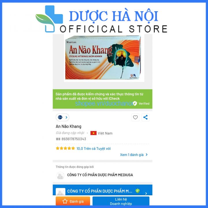 Hoạt huyết dưỡng não Ginkgo Biloba An Não Khang tăng cường trí nhớ hộp 30 viên