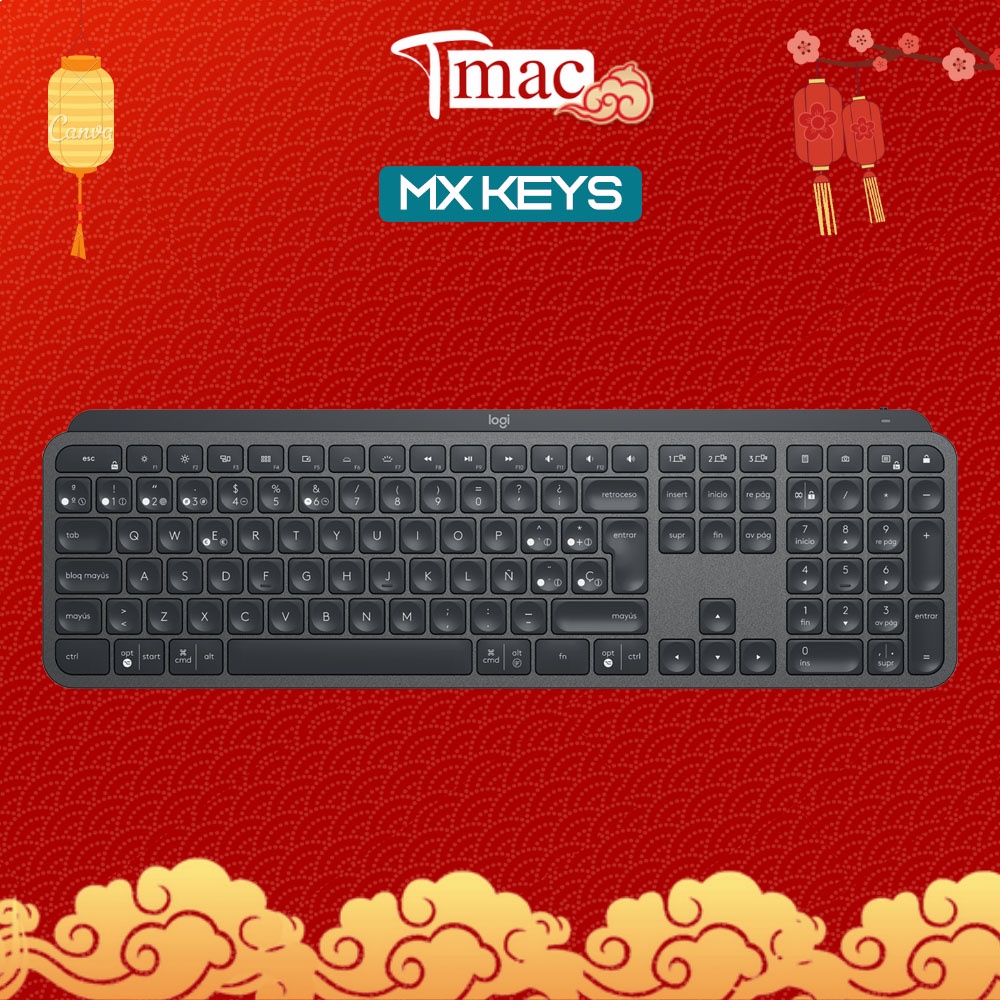 Bàn phím Logitech MX Keys full size graphite không dây Bluetooth Chính Hãng
