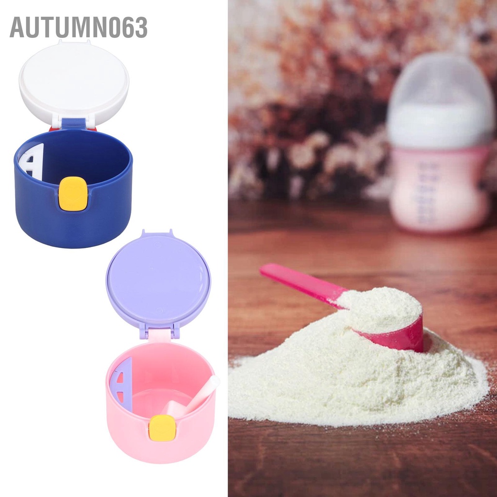 Autumn063 Hộp đựng sữa bột di động 250ml Cấp thực phẩm Thiết kế muỗng nâng cấp bằng silicon Niêm phong bảo quản thức ăn cho bé với thìa